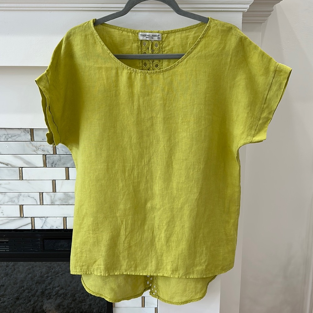 NWOT TERZO MILLENNIO ITALIAN 100% LINEN TOP